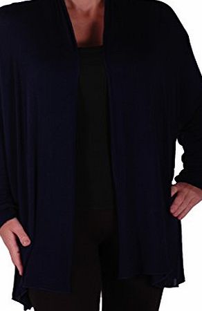 Eye Catch Eyecatch - Janet Ladies Jersey Lace Back Open Waterfall Cardi Womens One Size Cardigan Black