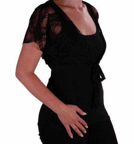 Eye Catch EyeCatch - Lucy Womens Lace Short Bolero Shrug Wrap Cardi One Size Black