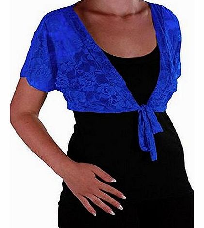 Eye Catch EyeCatch - Lucy Womens Lace Short Bolero Shrug Wrap Cardi One Size Royal Blue