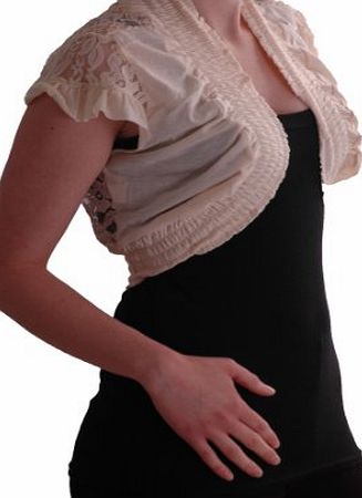 Eye Catch EyeCatch - Melissa Stretch Lace Jersey Ladies Bolero Shrug One Size Cream