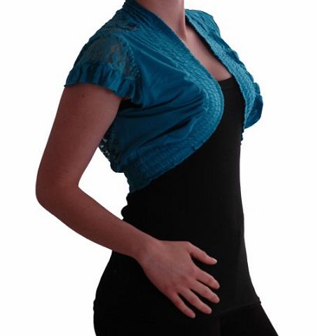 Eye Catch EyeCatch - Melissa Stretch Lace Jersey Ladies Bolero Shrug One Size Teal