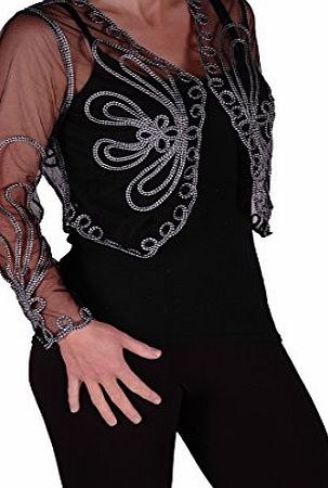 Eye Catch EyeCatch - Womens Elegant Long Sleeve Lace Chiffon Bolero Shrug Cardigan Top One Size Cream