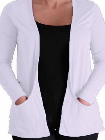 Eye Catch EyeCatchClothing - Atlanta Casual Lightweight Waterfall Shrug Cardigan White S/M