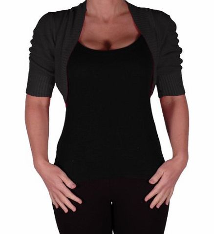 Eye Catch EyeCatchClothing - Kara Short Sleeve Knitted Bolero Shrug One Size Black