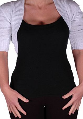 Eye Catch EyeCatchClothing - Lavina Short Sleeve Lurex Knitted Bolero Shrug One Size Black