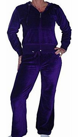 Eye Catch EyeCatchClothing - Womens Velour Tracksuit Leisure Suit Plum Medium