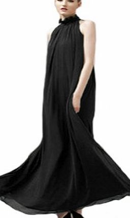 Eyekepper Summer Chiffon Ruffle Neck Sleeveless Evening Ball Gown Long Maxi Dress