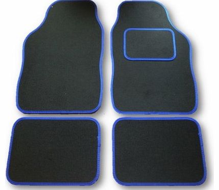 EzyTrader 4 PIECE UNIVERSAL CAR MAT SET - BLUE TRIM