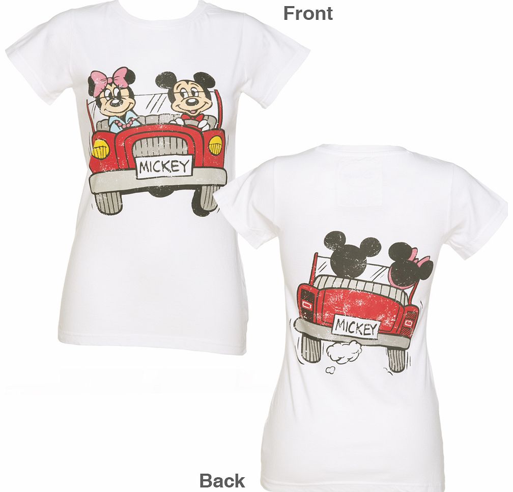 Ladies White Minnie And Mickey Car Skinny