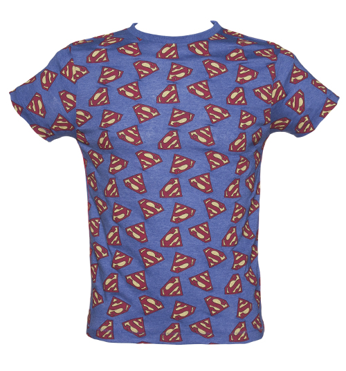 Mens Blue Marl All Over Print DC Comics