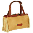 Facondini Camel Suede Evening Mini Handbag