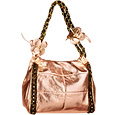 Facondini Salmon Metallic Leather Evening Handbag