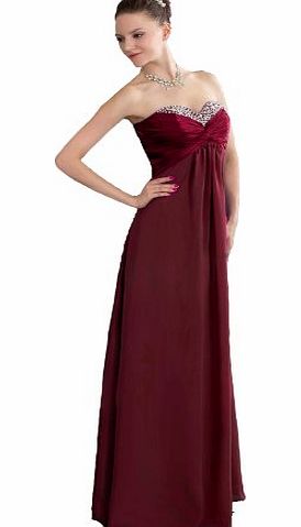 FairOnly  Strapless Chiffon Formal Prom Gown Evening Dress (XXL, Burgundy)