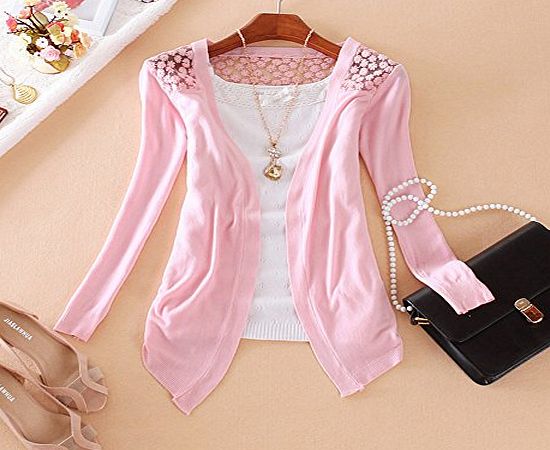 FAIRY SEASON Womens Casual Lace Long Sleeve Knit Blouse Top Coat Sweater Cardigan Jumper