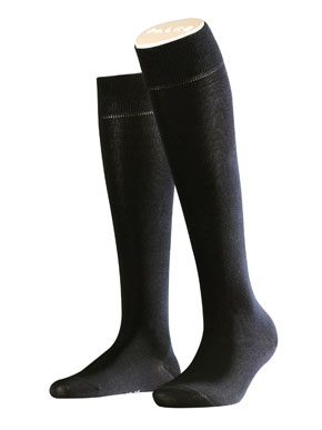 Falke Ladies 1 Pair Falke Support Light Cotton Mix Knee Highs In 4 Colours Raven Melange