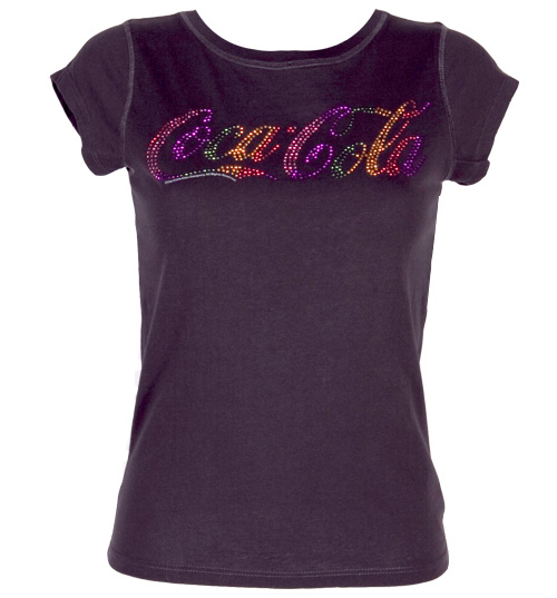 Ladies Rainbow Diamante Coke Logo T-Shirt from