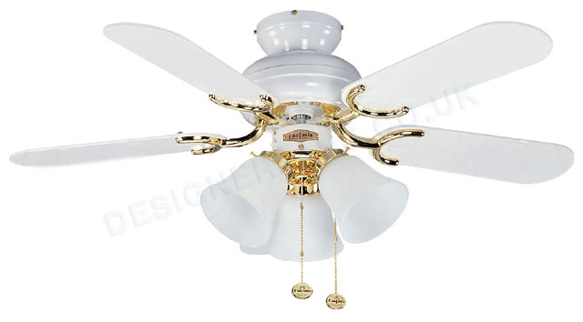 Fantasia Capri 36 inch white and brass ceiling