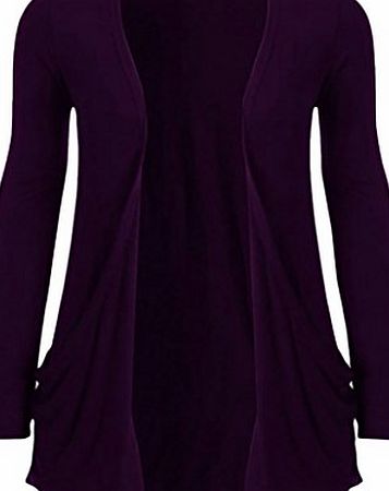 FASHION BOUTIQUE WOMENS BOYFRIEND OPEN POCKET CARDIGAN SIZE 8 10 12 14 (M/L (UK 12-14), PURPLE)