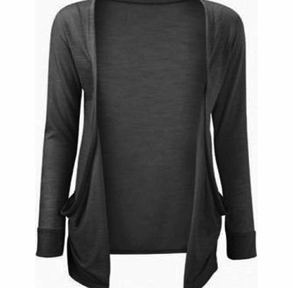 New Womens Boyfriend Cardigan Top Ladies Girls Drop Pocket Cardi in All Colours Size 8-20 (XXL, NAVY)