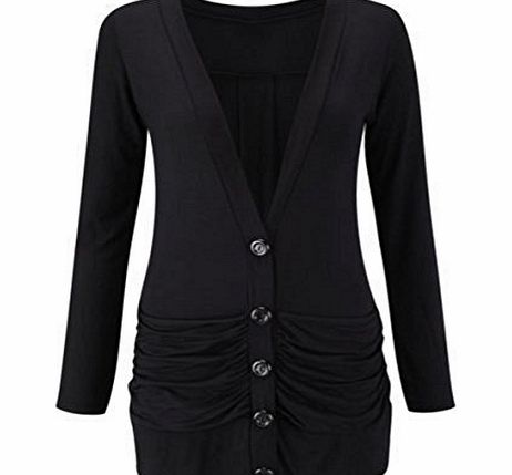 NEW WOMENS LADIES LONG SLEEVE POCKET BUTTON BOYFRIEND CARDIGAN JUMPER TOPS SIZE