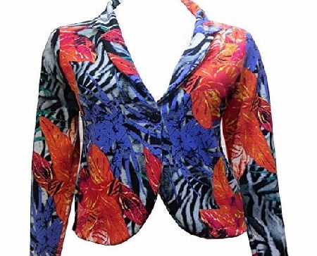 FASHION FAIRIES WOMENS FLORAL CELEBRITY SUMMER SUN LADIES BLAZER JACKET PLUS SIZES UK 16-26[FLORAL 1ST PRINT,UK 16,Plus Size]