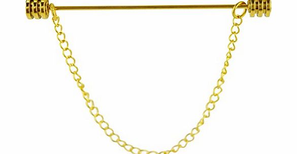 Fashion Forum Mens Gold 3 Circle Collar Pin in Stainless Steel