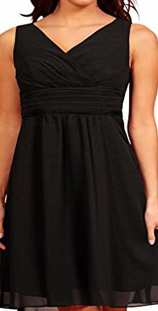 fashion house  V Neck Chiffon Cocktail Party Evening Dress Black Size 14