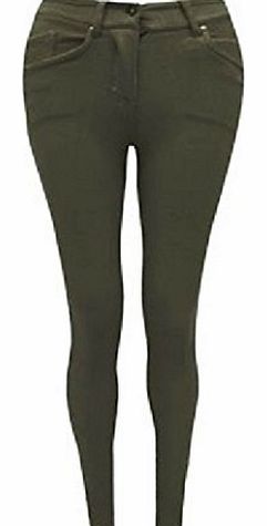 Fashion Oasis  LADIES SKINNY COLOURED JEGGINGS STRETCH TROUSER JEANS LEGGINGS SIZES 8 10 12 14 16 18 20 (XL (14), KHAKI)