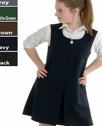 Fashion Wize Girls School Pinafore Dress Grey Black Age 2 3 4 5 6 7 8 9 10 11 12 13 14 15 16 (5-6, Black)