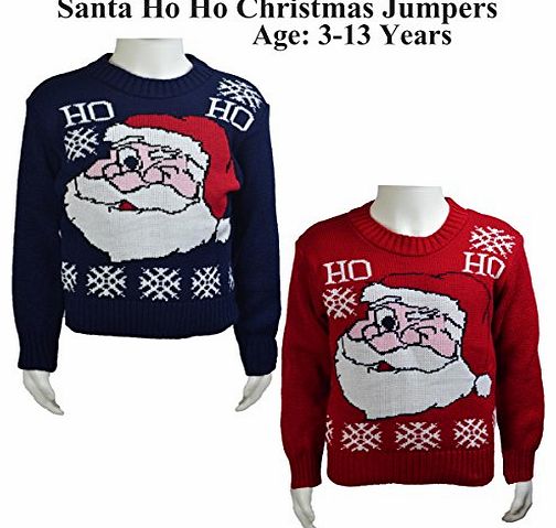 FAST TREND CLOTHING NEW KIDS CHILDREN BO/ GIRL KNITTED CHRISTMAS REINDEER JUMPER HO SANTA AGE 3-13 YEARS (11-12, Red)