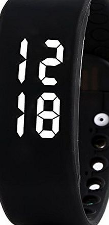 Feichen Unisex LED Calorie Pedometer USB Sports Smart Wrist Bracelet Watch Sleep Monitor for Sports Fitness Gym Walking Hiking (Black)