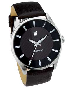 Gents Black Strap Round Dial Watch