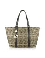 Fendi Beige and Brown Zucchino Shopping Tote Bag