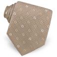 Beige Logoed Pattern Woven Silk Tie