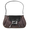 Fendi Black & Brown Zucchino Leather Flap Bag