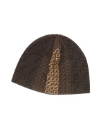 Black and Dark Brown Logo Wool Skull Cap