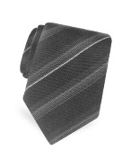 Black and Silver Signature Lines Silk Tie