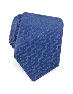 Blue Signature Script Woven Silk Tie