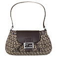 Fendi Brown & Beige Zucchino Leather Flap Bag