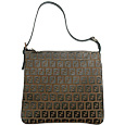 Fendi Brown & Black Zucchino Flat Bag