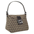 Fendi Brown and Beige Zucchino Double Flap Handbag