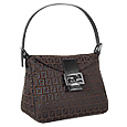 Fendi Brown and Black Zucchino Double Flap Handbag