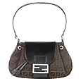 Fendi Brown and Black Zucchino Handbag with Leather Trim