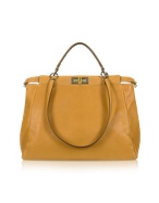 Fendi Camel Leather Peekaboo Satchel Bag