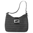 Fendi Gray Monogram Velvet Hobo with Black Trim