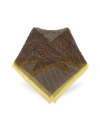 Fendi Ribbon Zucca Logo Silk Chiffon Square Scarf