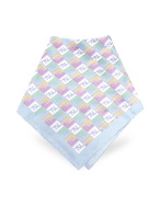 Fendi Sky Blue Logoed Jacquard Silk Square Scarf