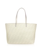 Fendi White Canvas Medium Roll Bag