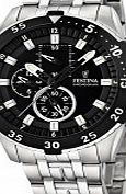 Festina Mens Chrono Black Steel Watch