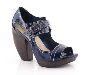 Peep Toe Mary Jane Shoe With Banana Heel